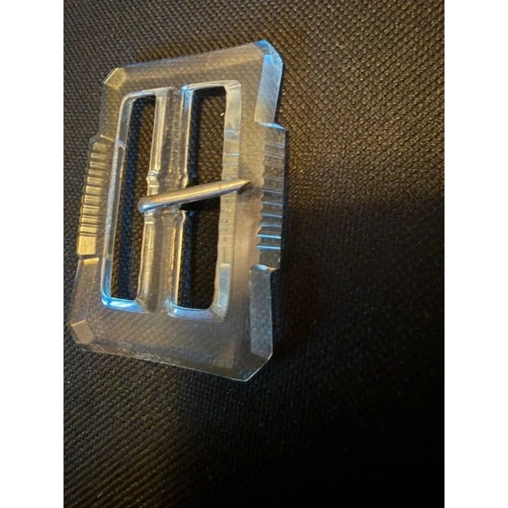 Antique c. 1920s-30s Czechoslovakian Art Deco Clear Glass Belt Buckle